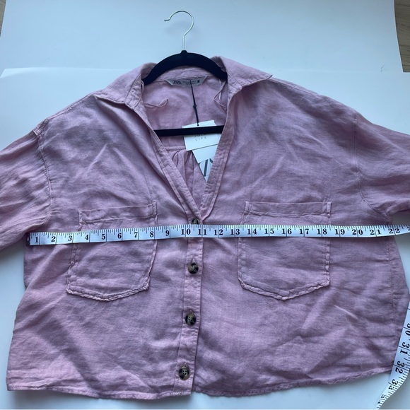 CROPPED LINEN SHIRT BUTTON DOWN - Picture 4 of 5